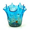 Ваза Фаццолетто голубая с мурринами - Муранское стекло